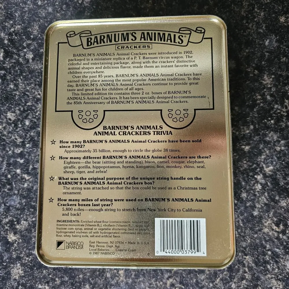 Vintage 1987 Nabisco Barnum's Animal Crackers 85th Anniversary Tin